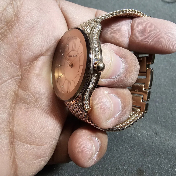 Anne Klein Women's AK-2208CHGB Crystal Accented Mesh Bracelet Watch Working show - Picture 5 of 9